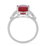 Stříbro 925/1000 Prsten s Madagaskarským Rubínem a Bílým Topazem - Karátové číslo: 8.3. přibližná hmotnost: 4.61 gramů