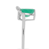 Stříbro 925/1000 Prsten s Brazilským Smaragdem a Bílým Topazem - Karátové číslo: 2.95. přibližná hmotnost: 3.03 gramů