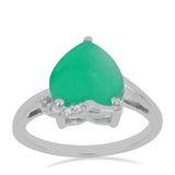 Stříbro 925/1000 Prsten s Brazilským Smaragdem a Bílým Topazem - Karátové číslo: 2.95. přibližná hmotnost: 3.03 gramů