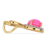 Pozlacené stříbro 925/1000 Přívěsek s Etiopským Růžovým Opálem z Lega Dembi a Bílým Topazem - Karátové číslo: 1.69. přibližná hmotnost: 2.74 gramů