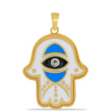 Pozlacené stříbro 925/1000 Přívěsek se Smaltem a Bílým Topazem - Karátové číslo: 0.02. přibližná hmotnost: 3.49 gramů