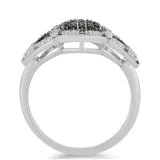 Stříbrný Prsten s Červeným Diamantem a Bílým Diamantem