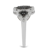 Stříbrný Prsten s Červeným Diamantem a Bílým Diamantem