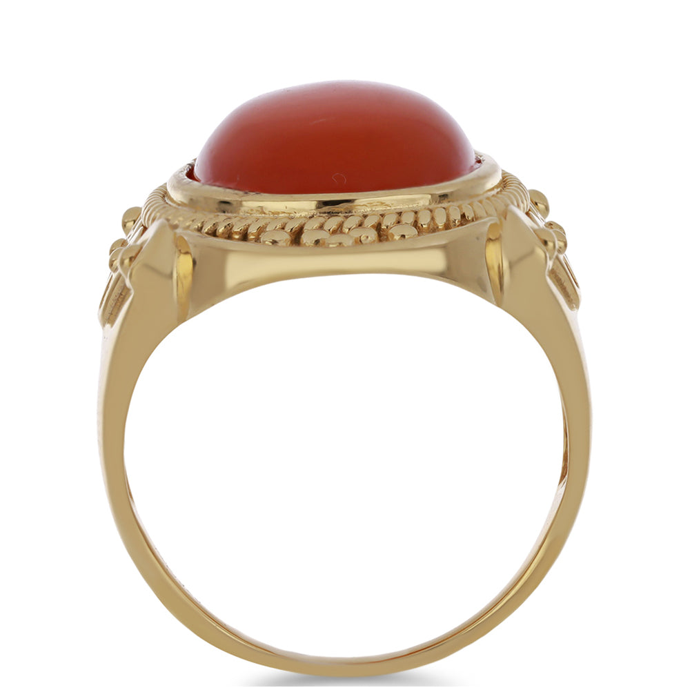 Pozlacený Stříbrný Prsten s Červeným Chalcedonem