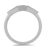 Stříbrný Prsten s Modrým Diamantem a Bílým Diamantem