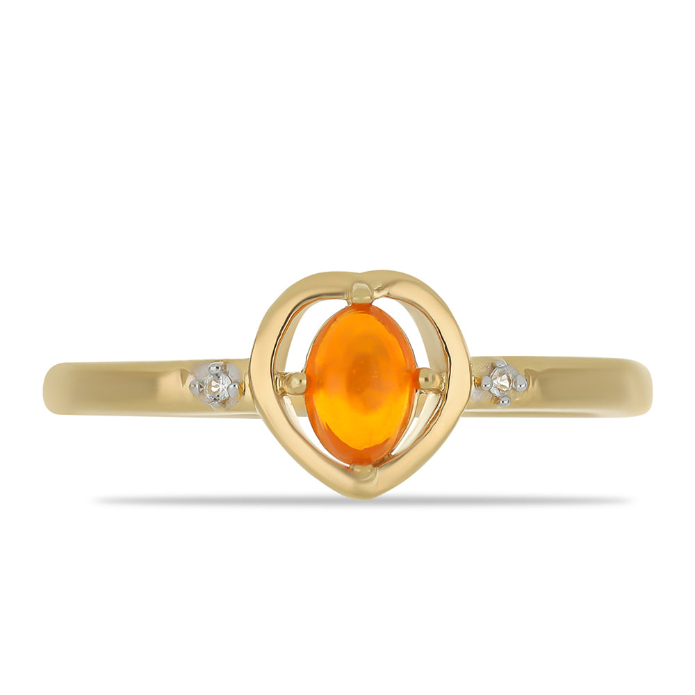 Pozlacené stříbro 925/1000 Prsten s Ohnivě Červeným Opálem z Lega Dembi a Bílým Topazem - Karátové číslo: 0.32. přibližná hmotnost: 2.1 gramů