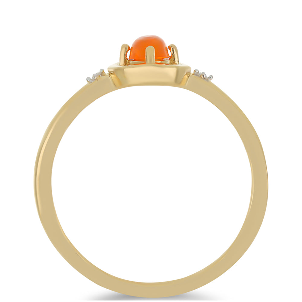 Pozlacené stříbro 925/1000 Prsten s Ohnivě Červeným Opálem z Lega Dembi a Bílým Topazem - Karátové číslo: 0.32. přibližná hmotnost: 2.1 gramů