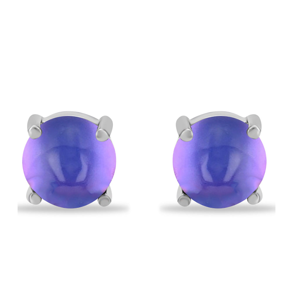 Stříbrné Náušnice s Purpurovým Měsíčním Kamenem