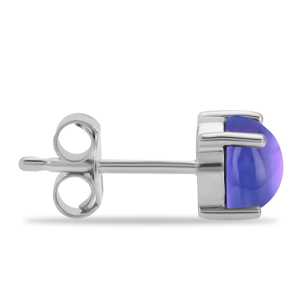 Stříbrné Náušnice s Purpurovým Měsíčním Kamenem