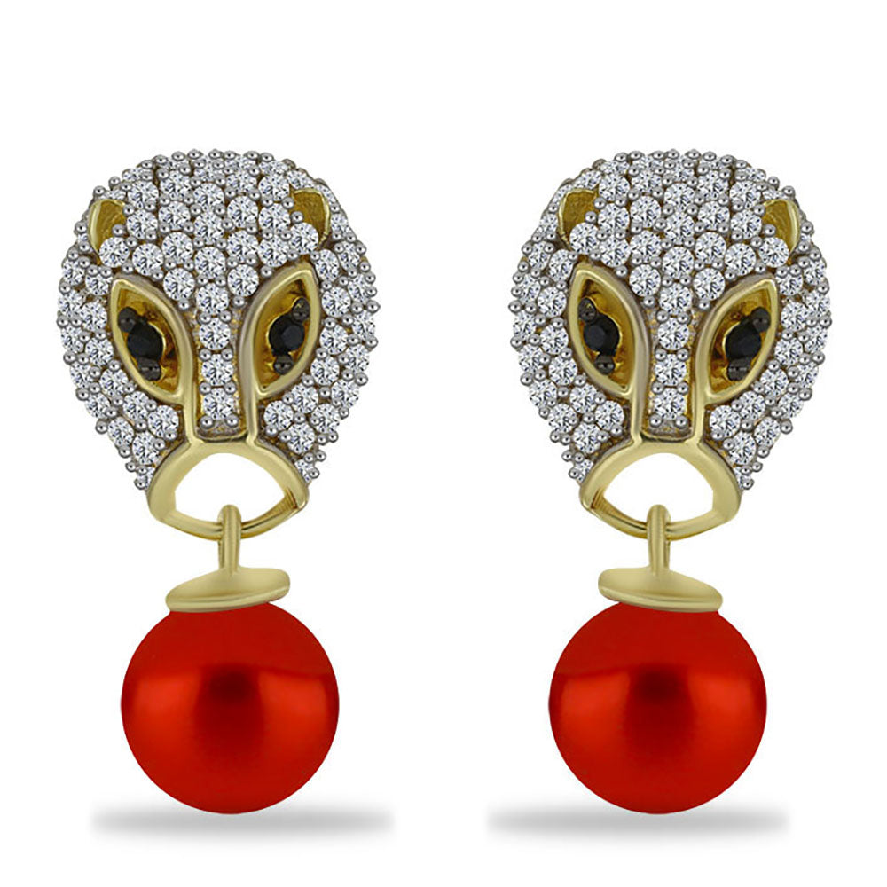Pozlacené stříbro 925/1000 Náušnice s Červená sladkovodní Perlou a Černým Spinelem z Horského Badachšánu - Karátové číslo: 7.51. přibližná hmotnost: 5.68 gramů