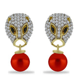 Pozlacené stříbro 925/1000 Náušnice s Červená sladkovodní Perlou a Černým Spinelem z Horského Badachšánu - Karátové číslo: 7.51. přibližná hmotnost: 5.68 gramů