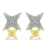 Pozlacené Stříbro 925/1000 - Náušnice s Bílým Diamantem - Karátové číslo: 0.06. přibližná hmotnost: 1.61 gramů