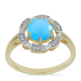 Pozlacený Stříbrný Prsten s Aqua Chalcedonem a Bílým Topazem