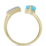 Pozlacený Stříbrný Prsten s Aqua Chalcedonem a Bílým Topazem