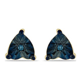 Pozlacené stříbro 925/1000 Náušnice s Modrým Diamantem - Karátové číslo: 0.02. přibližná hmotnost: 1.09 gramů