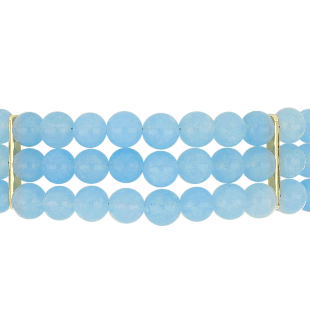 Pozlacený Stříbrný Náramek s Aqua Chalcedonem