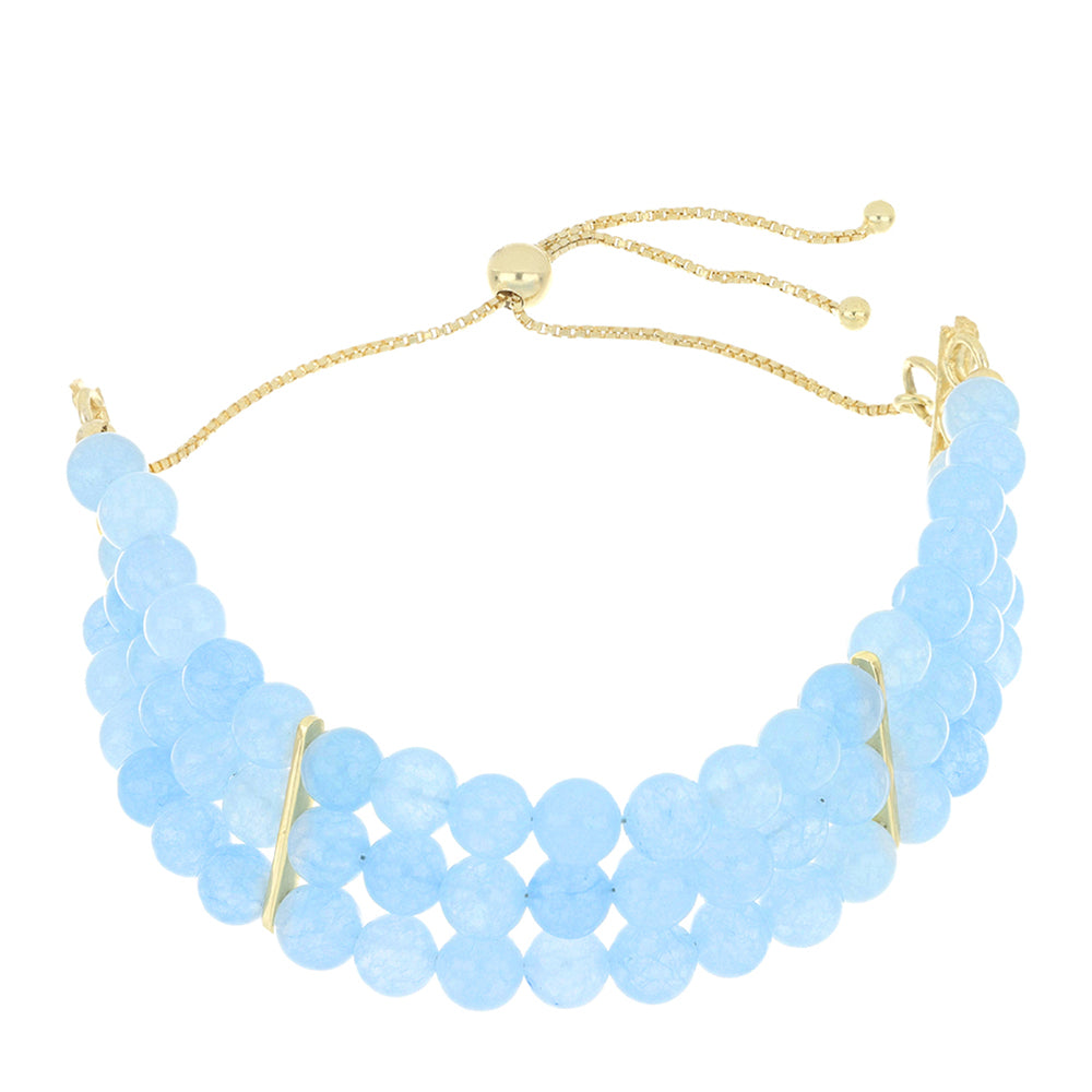 Pozlacený Stříbrný Náramek s Aqua Chalcedonem
