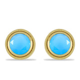 Pozlacené Stříbrné Náušnice s Aqua Chalcedonem