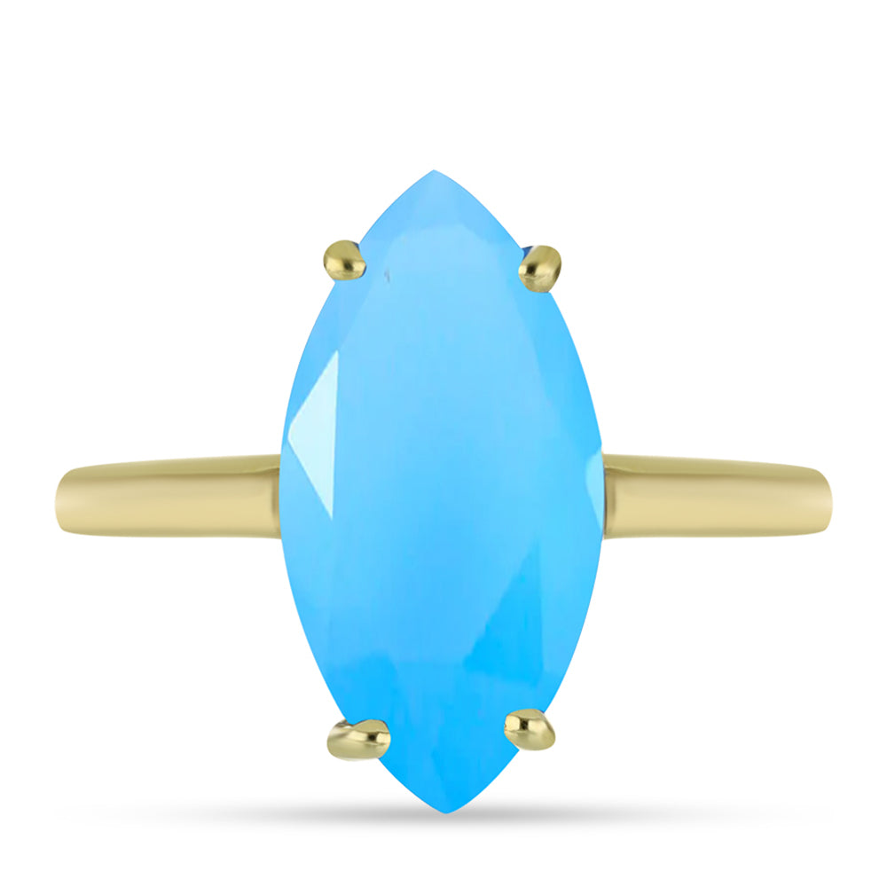 Pozlacený Stříbrný Prsten s Aqua Chalcedonem