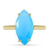 Pozlacený Stříbrný Prsten s Aqua Chalcedonem