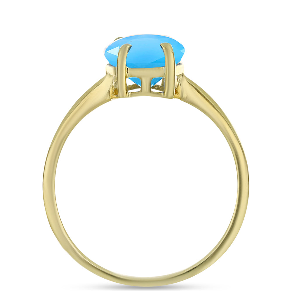 Pozlacený Stříbrný Prsten s Aqua Chalcedonem