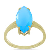 Pozlacený Stříbrný Prsten s Aqua Chalcedonem