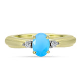 Pozlacený Stříbrný Prsten s Aqua Chalcedonem a Bílým Topazem