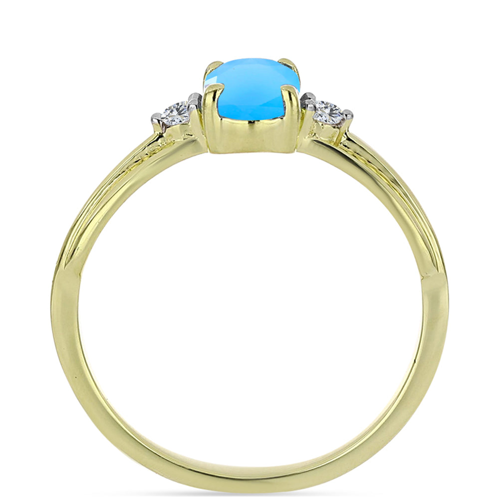 Pozlacený Stříbrný Prsten s Aqua Chalcedonem a Bílým Topazem