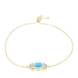 Pozlacený Stříbrný Náramek s Aqua Chalcedonem a Bílým Topazem