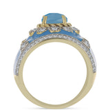 Pozlacený Stříbrný Prsten s Aqua Chalcedonem a Bílým Topazem