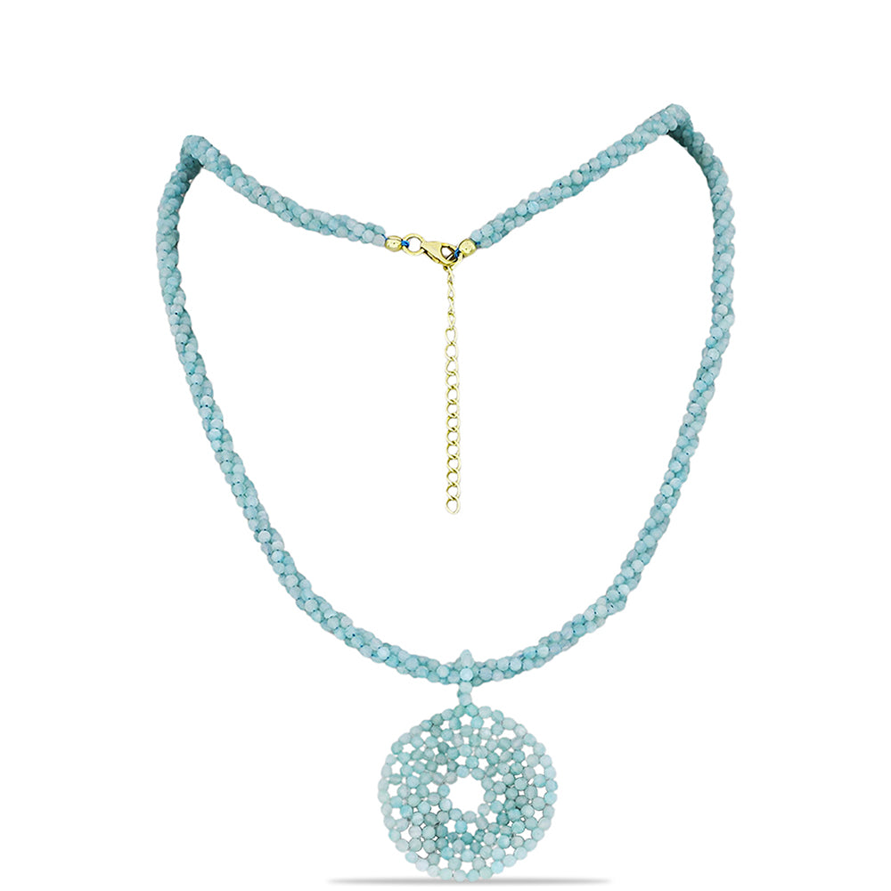 Pozlacené stříbro 925/1000 Náhrdelník s Amazonitem - Karátové číslo: 61.43. přibližná hmotnost: 13.29 gramů