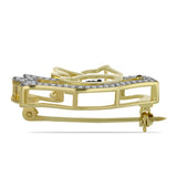 Pozlacené stříbro 925/1000 Brož s Modrým Diamantem a Bílým Topazem - Karátové číslo: 0.38. přibližná hmotnost: 4.28 gramů