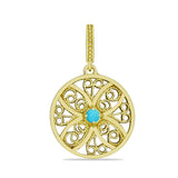 Pozlacené Stříbro 925/1000 - Přívěsek s Tyrkysem Sleeping Beauty - Karátové číslo: 0.11. přibližná hmotnost: 2.85 gramů