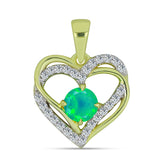 Pozlacené Stříbro 925/1000 - Přívěsek se Zeleným Etiopským Opálem z Lega Dembi a Bílým Topazem - Karátové číslo: 0.53. přibližná hmotnost: 1.84 gramů