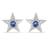 Stříbro 925/1000 Náušnice s Certifikovaný Královským modrým moissanitem pěstovaný v laboratoři - Karátové číslo: 0.21. přibližná hmotnost: 1.83 gramů