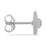 Stříbro 925/1000 Náušnice s Certifikovaný Královským modrým moissanitem pěstovaný v laboratoři - Karátové číslo: 0.21. přibližná hmotnost: 1.83 gramů