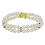 Pozlacené stříbro 925/1000 Náramek s Bílou Sladkovodní Perlou a Madagaskarským Rubínem - Karátové číslo: 82.16. přibližná hmotnost: 20.35 gramů