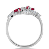 Stříbro 925/1000 Prsten s Madagaskarským Rubínem a Bílým Topazem - Karátové číslo: 1.19. přibližná hmotnost: 3.66 gramů