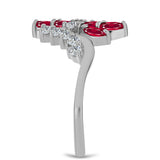 Stříbro 925/1000 Prsten s Madagaskarským Rubínem a Bílým Topazem - Karátové číslo: 1.19. přibližná hmotnost: 3.66 gramů