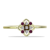Pozlacený Stříbrný Prsten s Purpurovým Diamantem a Bílým Diamantem