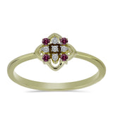 Pozlacený Stříbrný Prsten s Purpurovým Diamantem a Bílým Diamantem