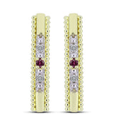 Pozlacené Stříbrné Náušnice s Purpurovým Diamantem a Bílým Diamantem