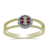 Pozlacený Stříbrný Prsten s Purpurovým Diamantem a Bílým Diamantem