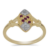 Pozlacený Stříbrný Prsten s Purpurovým Diamantem a Bílým Diamantem