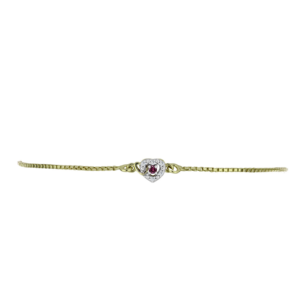 Pozlacený Stříbrný Náramek s Purpurovým Diamantem a Bílým Diamantem