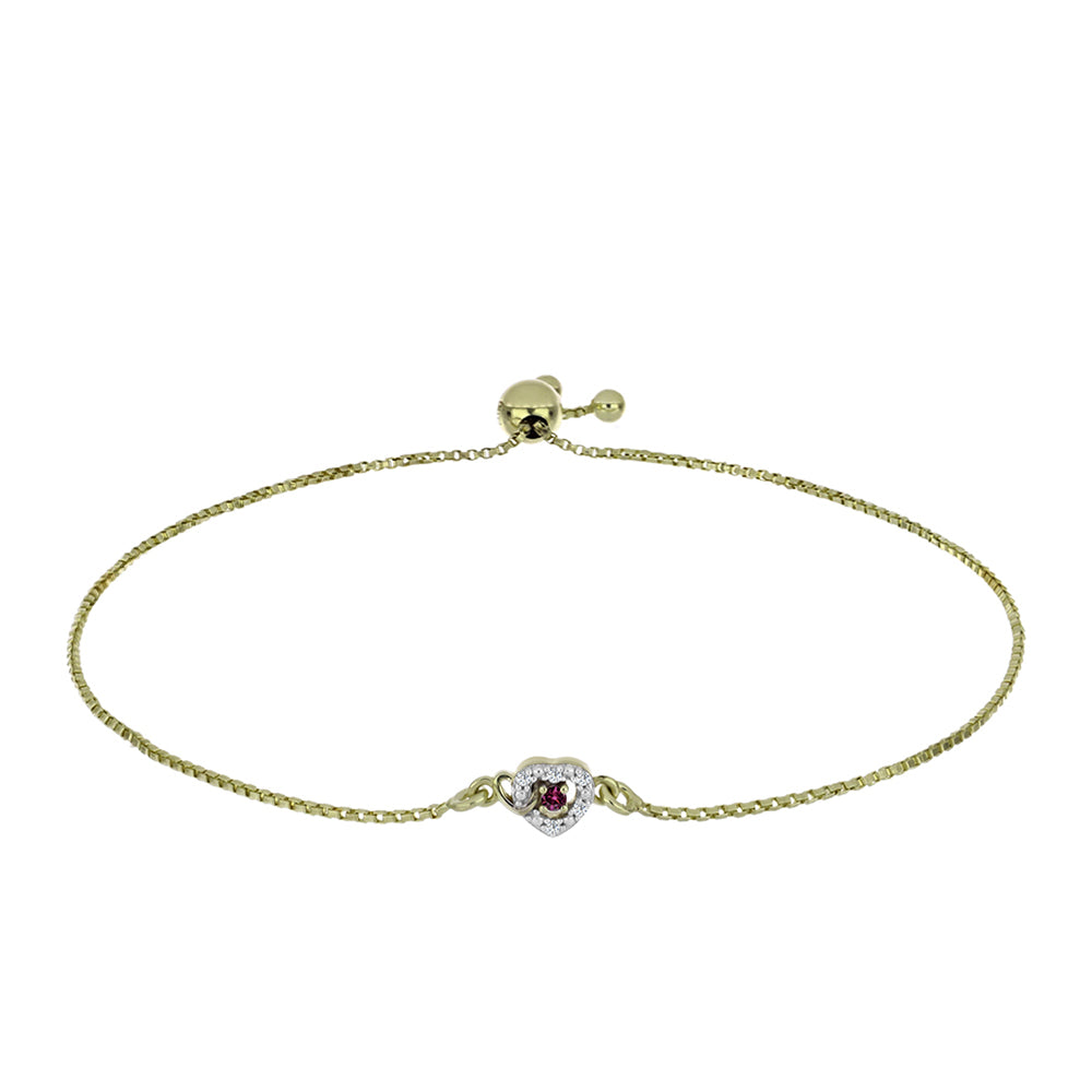Pozlacený Stříbrný Náramek s Purpurovým Diamantem a Bílým Diamantem