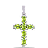 Kříž Stříbrný Přívěsek s Čchang-pajským Peridotem