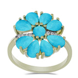 Pozlacený Stříbrný Prsten s Tyrkysem Sleeping Beauty