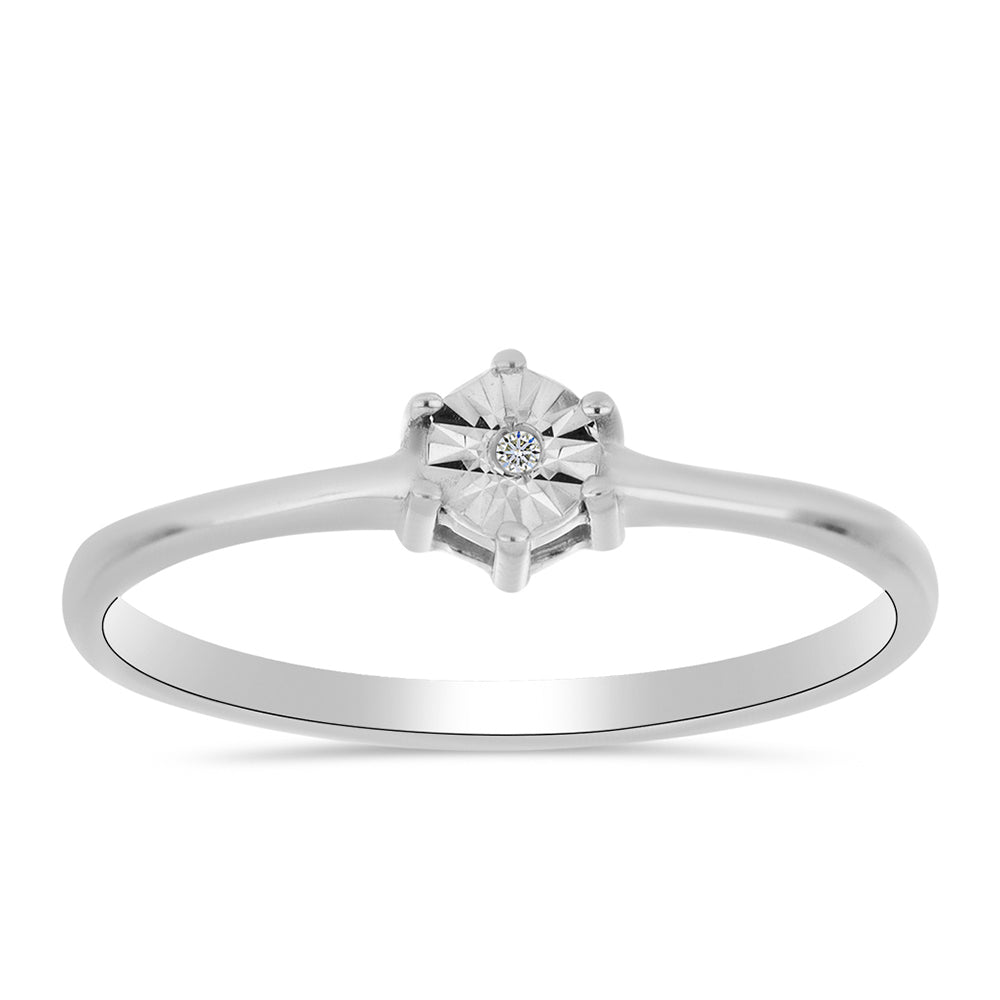 Stříbrný Prsten s Bílým Diamantem