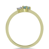 Pozlacené Stříbro 925/1000 - Prsten s Labradoritem a Bílým Topazem - Karátové číslo: 0.17. přibližná hmotnost: 1.55 gramů